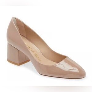 Stuart Weitzman Women's Nude Patent Block Heels